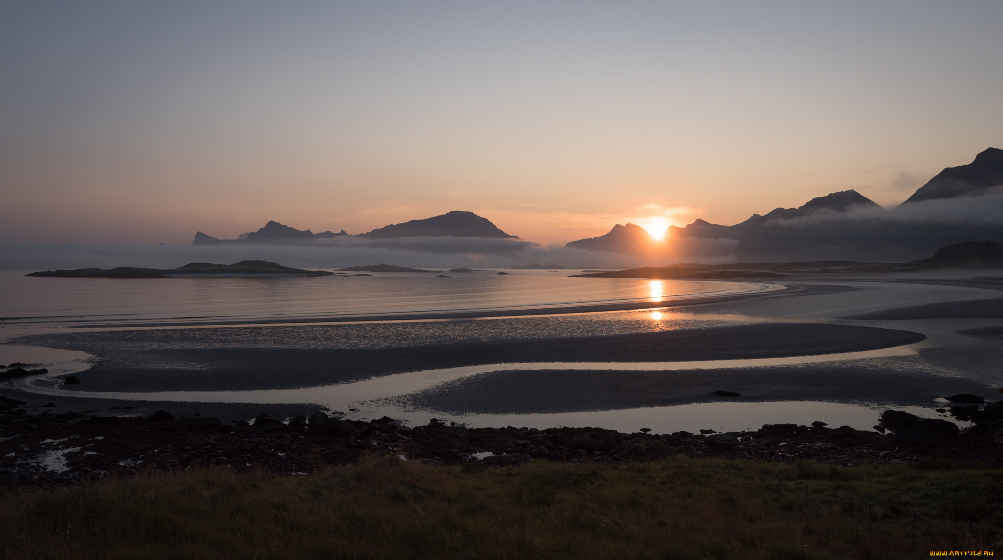 , , norway, fredvang, lofoten, islands, yttersand, beach, morning, fog